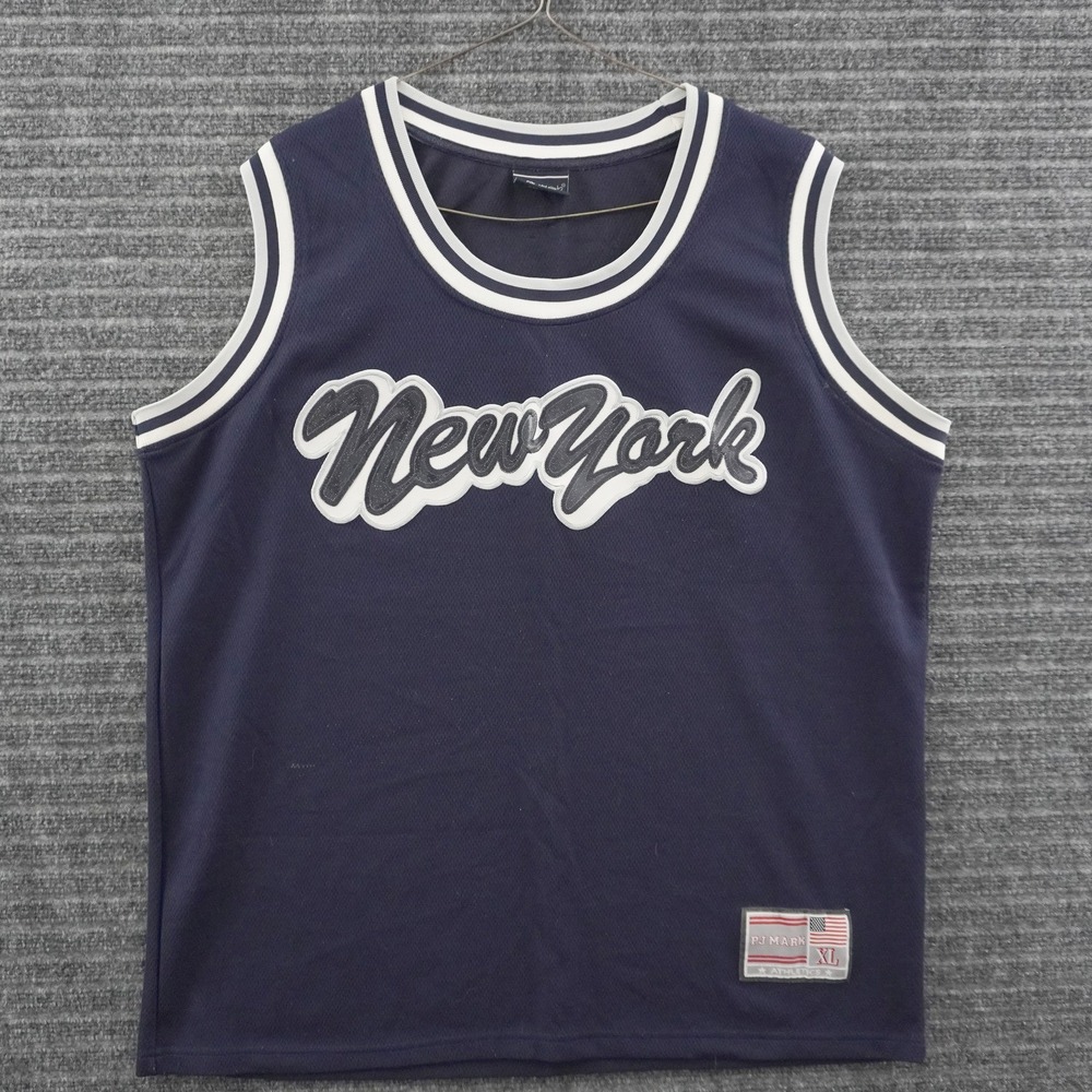 Vintage 00s PJ Mark Basketball Jersey Mens XL Navy Blue New York Mesh